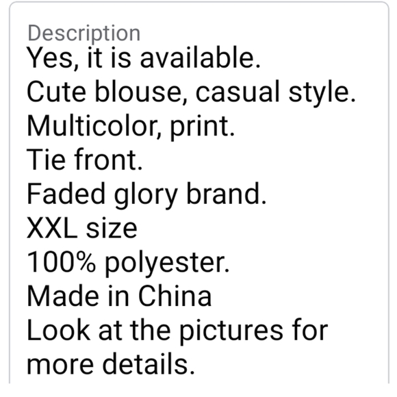 Faded glory XXL print blouse - Picture 7 of 12